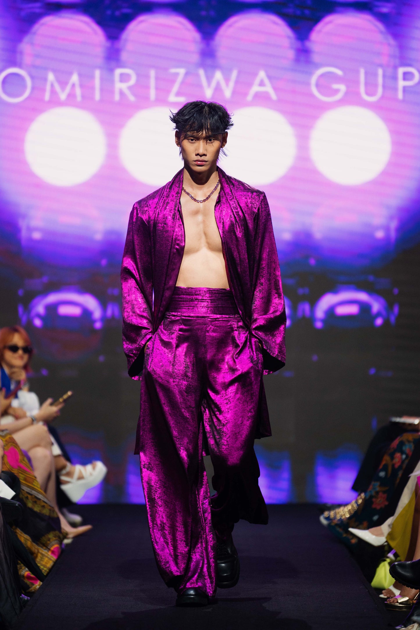 DRAPPED OVERCOAT W SASH & TROUSERS W ATTACHED CUMMERBAND