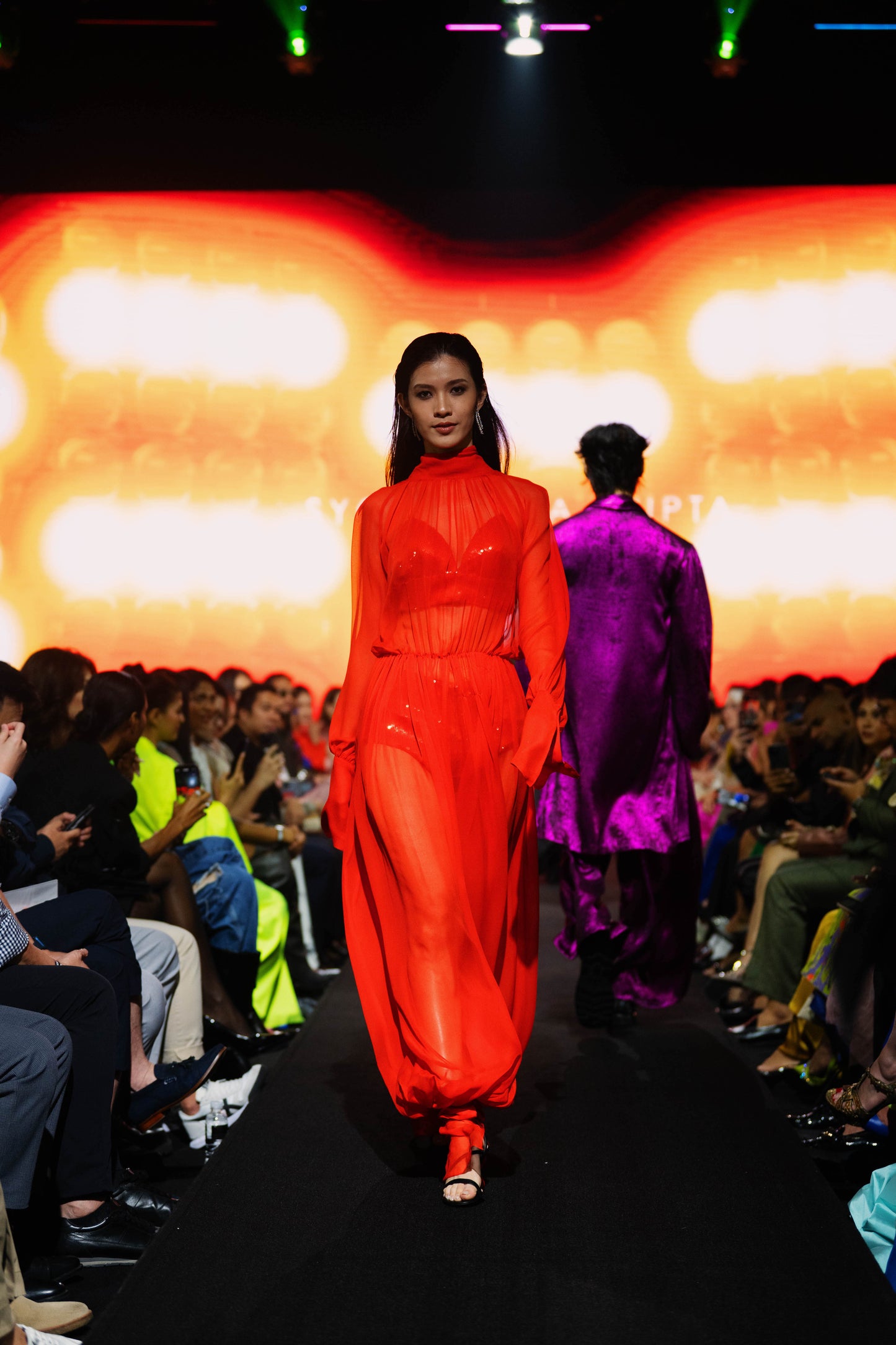 GATHERED HAREM CHIFFON JUMPSUIT & SEQUIN BIKINI