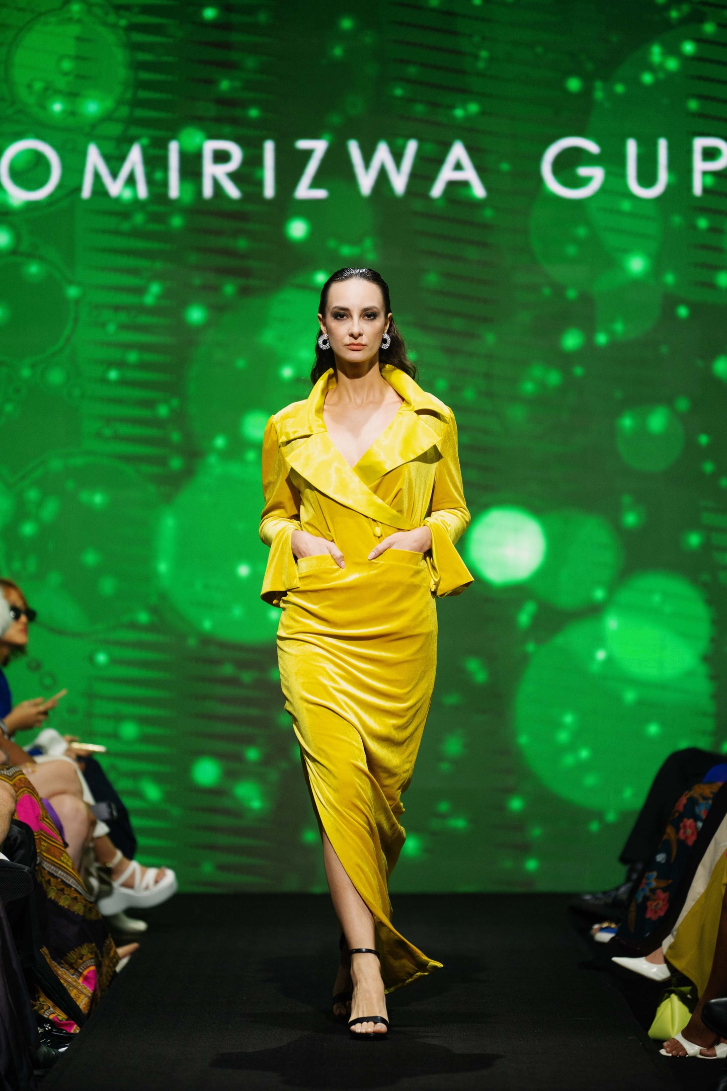 DOUBLE BREASTED JACKET DRESS W SATIN COLLAR