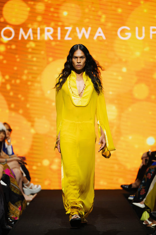 CHIFFON KURTA W SEQUIN BIB & HAREM TROUSERS & BOX SHORT