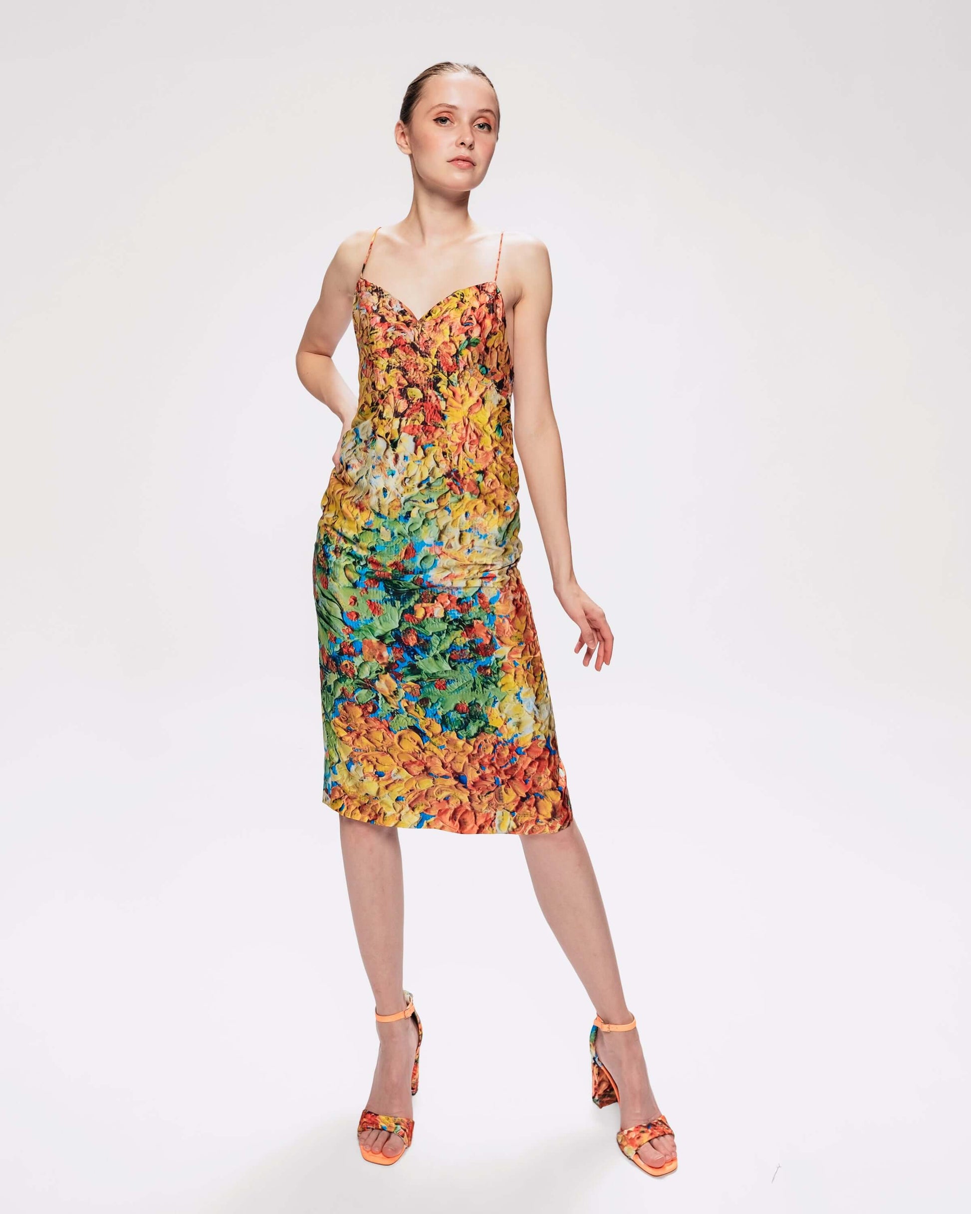 Flower slip on dress - Custom print spaghetti midi slip on dress syomirizwagupta Flower slip on dress - Custom print spaghetti midi slip on dress syomirizwagupta